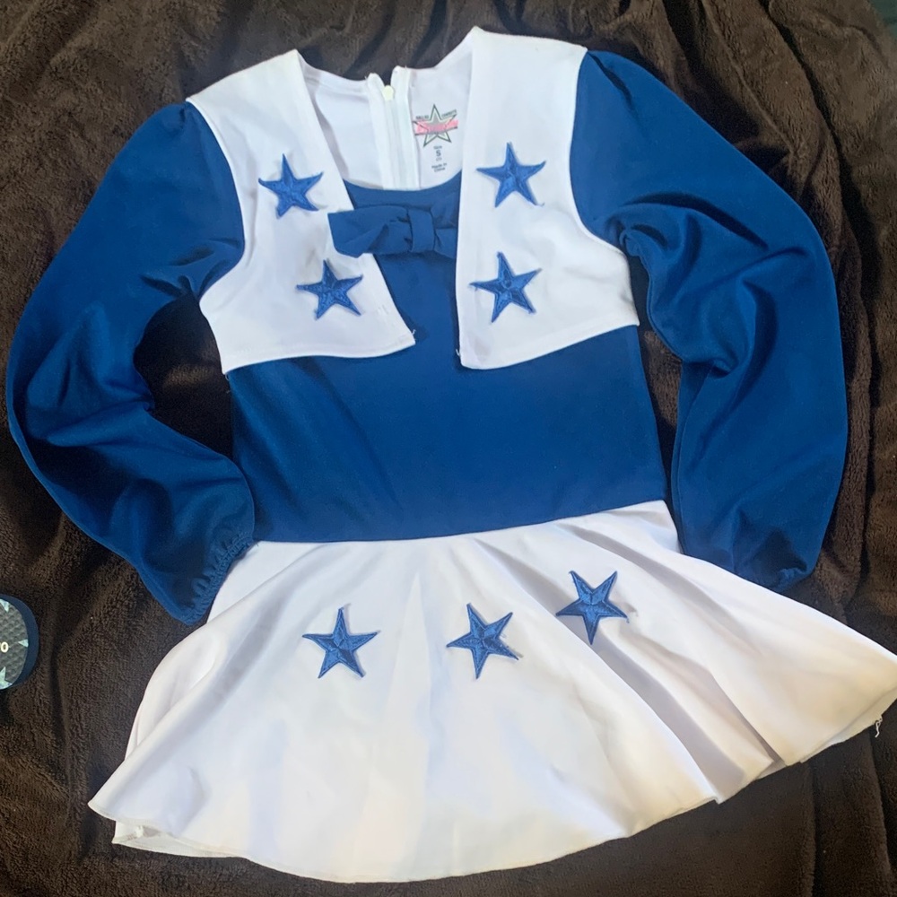 Kids Blue and White Star Cheer Costume